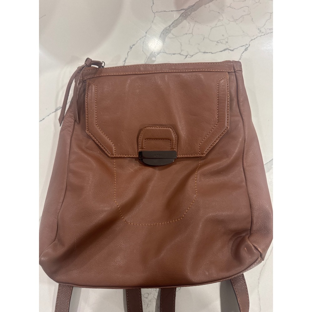 Koba Women Cognac Brown Leather Backpack Flap Front Travel Bag